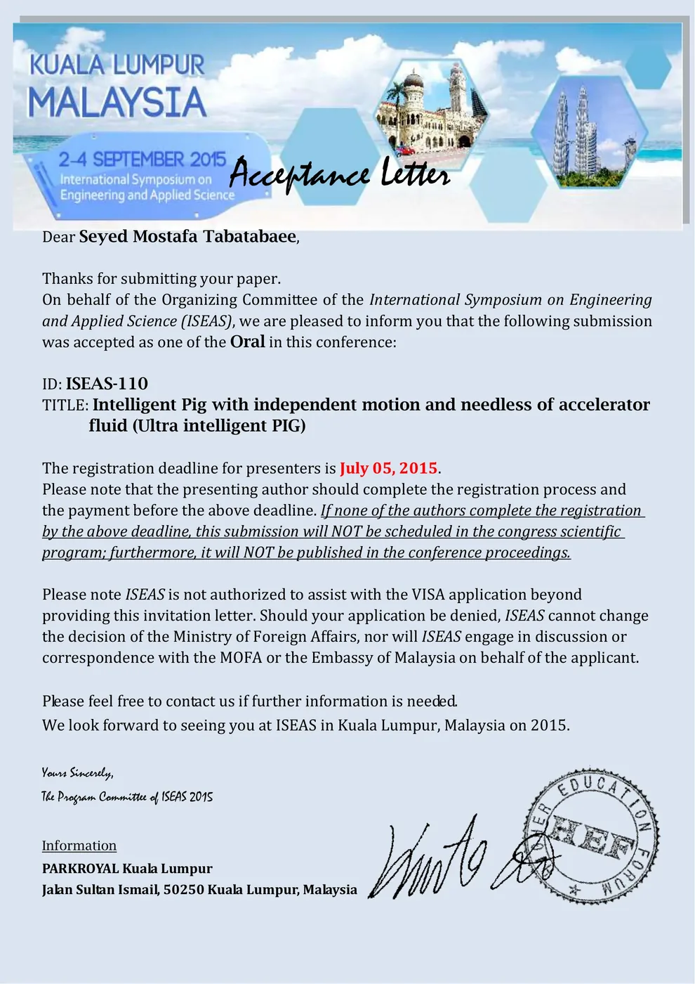 Archival international engineering research document from Kuala Lumpur